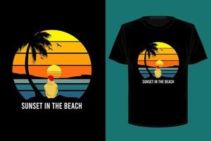 zonsondergang op het strand retro vintage t-shirtontwerp vector