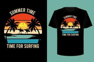 zomertijd voor surfen retro vintage t-shirtontwerp vector