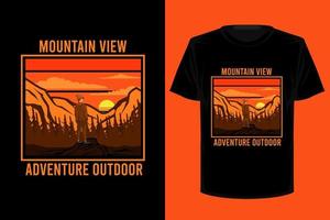 bergzicht avontuur outdoor retro vintage t-shirtontwerp vector