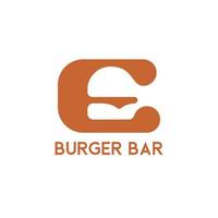 letter e burgerbar-logo. hamburger winkel logo vector