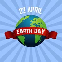 Earth Day 22 april en red ribbon.vector vector