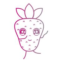 lijn kawaii schattig blij strewberry fruit vector