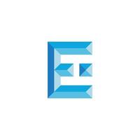 letter e blauwe diamant 3d gradiënt logo vector