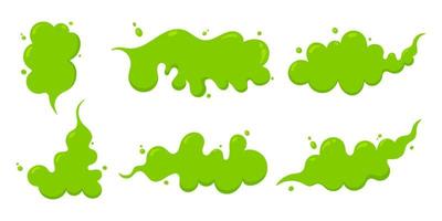 ruikende groene cartoon fart cloud vlakke stijl vector illustratie ontwerpset.