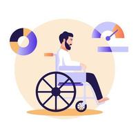 persoon zittend op rolstoel, vlakke afbeelding van handicap vector