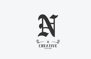 vintage n alfabet letter logo pictogram ontwerp. creatieve sjabloon voor bedrijven in wit en grijs vector