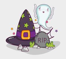 Leuke ghost halloween cartoon vector