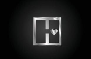 metalen h liefde hart alfabet letter pictogram logo ontwerp. creatieve sjabloon voor bedrijf of bedrijf vector