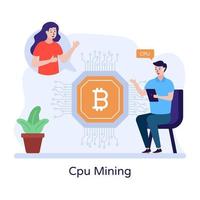 kijk eens naar deze platte illustratie van cpu-mining vector