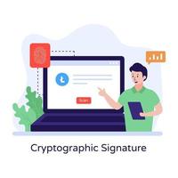 crypto handtekening vlakke afbeelding, bewerkbare vector