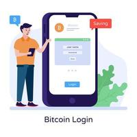 bitcoin login vlakke afbeelding in een bewerkbare stijl vector