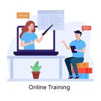 een moderne platte illustratie van online training vector