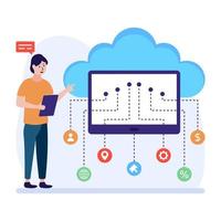 diensten van cloud, platte illustratie van cloudmarketing vector