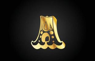 gouden vintage een metalen alfabet letterpictogram logo. creatieve ontwerpsjabloon voor bedrijf of bedrijf vector