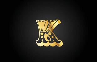 gouden vintage k metalen alfabet letterpictogram logo. creatieve ontwerpsjabloon voor bedrijf of bedrijf vector