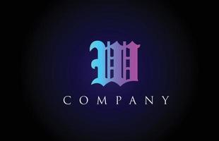 w vintage roze blauwe letter alfabet ontwerp. creatieve logo-pictogramsjabloon voor zaken en bedrijf vector