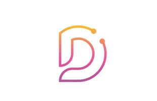 d roze alfabet letter pictogram logo ontwerp met stip. creatieve sjabloon voor bedrijf en bedrijf met line vector