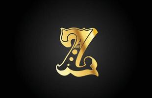 gouden vintage z metalen alfabet letter pictogram logo. creatieve ontwerpsjabloon voor bedrijf of bedrijf vector