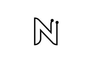n lijn zwart-wit alfabet letter logo pictogram ontwerp met stip. creatieve sjabloon voor zaken en bedrijf vector