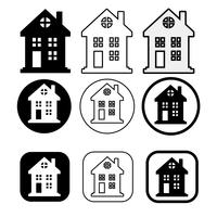 eenvoudig huis en huis pictogram symbool teken vector