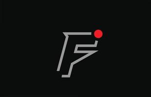 f zwart-wit alfabet letter embleemontwerp pictogram met rode stip. creatieve sjabloon voor bedrijf en bedrijf vector