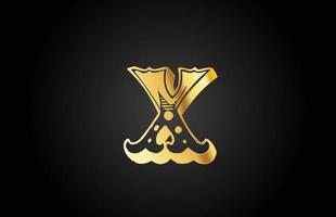 gouden vintage x metalen alfabet letterpictogram logo. creatieve ontwerpsjabloon voor bedrijf of bedrijf vector