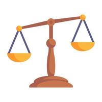 weegschaal, symbool van rechtvaardigheid flat icon vector