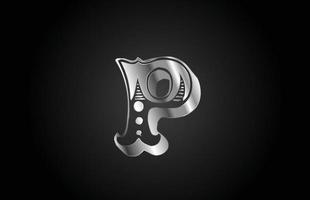 p vintage metalen alfabet letter pictogram logo. creatief ontwerp voor bedrijf of bedrijf vector