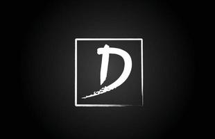 d grunge alfabet letterpictogram logo met vierkant. creatief sjabloonontwerp voor bedrijven en bedrijven in wit en zwart vector