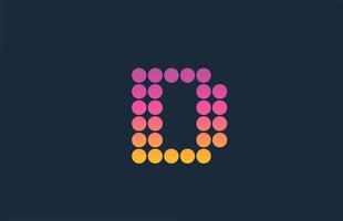d roze geel gestippelde alfabet letter logo pictogram ontwerp. creatieve sjabloon voor zaken en bedrijf vector
