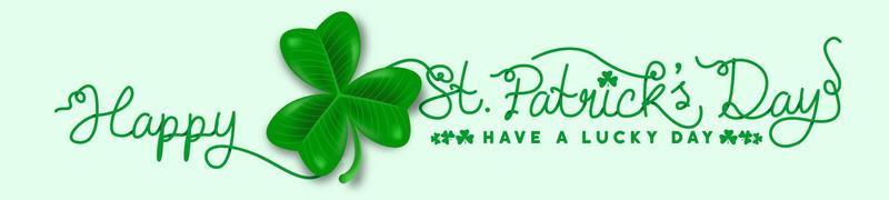 gelukkige st patricks dag hand schrijven vintage retro typografie op groene achtergrond. st. Patrick's dag. klaverblad klaver. typografie groet banner. vectorillustratie. vector