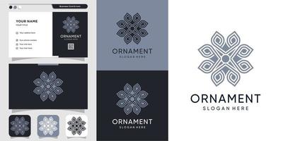 luxe ornament met lijntekeningen logo en visitekaartje ontwerp premium vector