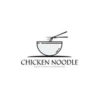 kip noodle logo ontwerp inspiratie. noedelkom logo sjabloon. vector illustratie