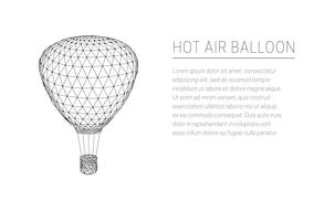 Vliegende heteluchtballon. Laag poly ontwerp. vector