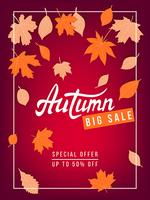 Herfst verkoop vector banner met bladeren