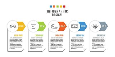 vector zakelijke infographic dunne lijn processjabloon 5 stap.