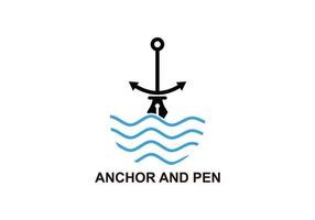 symbool icoon oceaan illustratie van anker en pen inspiratie vector