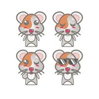 schattige hamster set collectie. vectorillustratie hamster mascotte karakter vlakke stijl cartoon. geïsoleerd op een witte achtergrond. schattig karakter hamster mascotte logo idee bundel concept vector