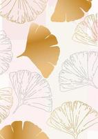 ginkgo bladeren pastel gouden patroon. ginkgo biloba poster achtergrond, natuur geïnspireerd, zachte kleuren, elegante art print. botanisch decoratief ontwerp, vectorillustratie voor spa, wellness, stof, mode vector