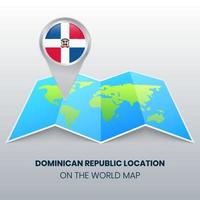 locatie icoon van dominicaanse republiek op de wereldkaart, ronde pin icoon van dominicaanse vector