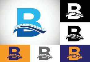 eerste b monogram letter alfabet met brug teken. abstracte brug logo ontwerpsjabloon. modern vectorlogo voor bouwbedrijf en bedrijfsidentiteit. vector