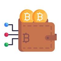een trendy plat icoon van bitcoin wallet vector