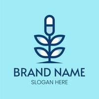 kruid natuur plant en pil vector logo sjabloon voor medisch en fitness bedrijf in de gezondheidszorg