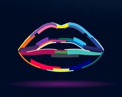 abstracte vrouwelijke lippen, luchtkus, kleurrijke tekening. vectorillustratie van verf vector