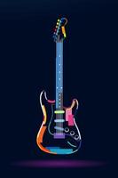 abstracte elektrische gitaar van veelkleurige verven. gekleurde tekening. vectorillustratie van verf