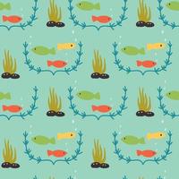 naadloze patroon vis zeewier vector