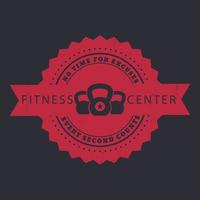 fitnesscentrum vintage embleem, badge met kettlebells vector