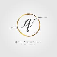 Gouden elegante beginlettertype Q vector