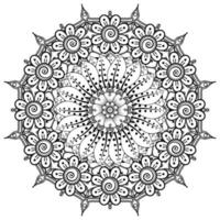 cirkelvormig patroon in de vorm van mandala voor henna, mehndi, tatoeage, decoratie. decoratief ornament in etnische oosterse stijl. kleurboek pagina. vector