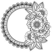 mehndi bloem voor henna, mehndi, tatoeage, decoratie. decoratief ornament in etnische oosterse stijl, doodle ornament, schets hand tekenen. kleurboek pagina. vector